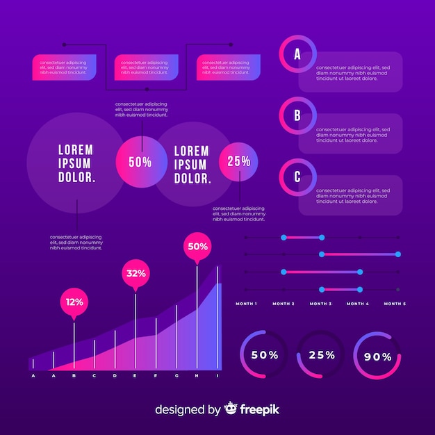 Free Vector flat gradient infographic element collection