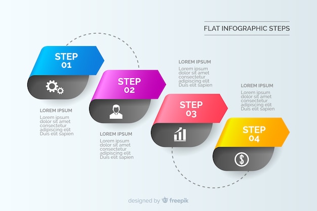 Flat gradient infographic steps