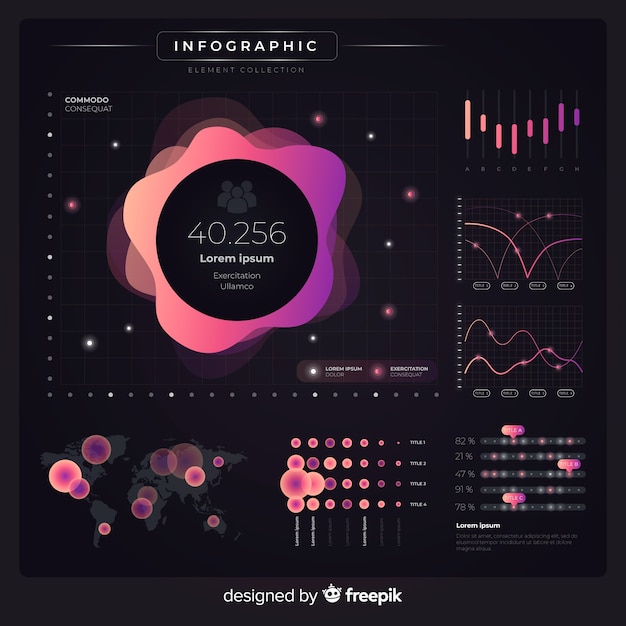 Free vector flat gradient infographic with stats