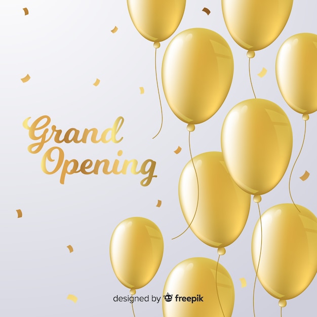 Free Vector flat grand opening background with golden balloons