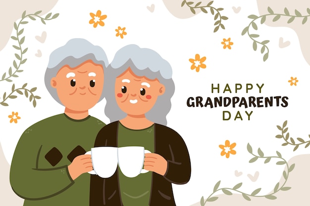 Free Vector flat grandparents day background with older couple having coffee