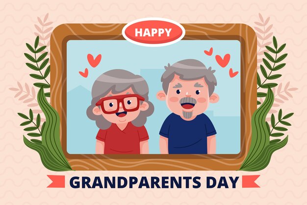 Flat grandparents day background with older couple