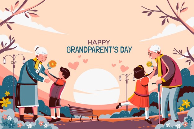 Flat grandparents day background