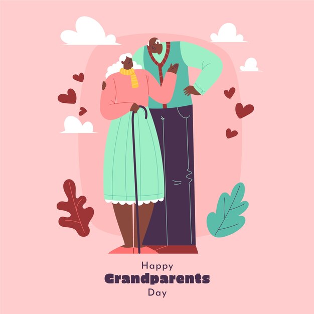 Flat grandparents day illustration with older couple