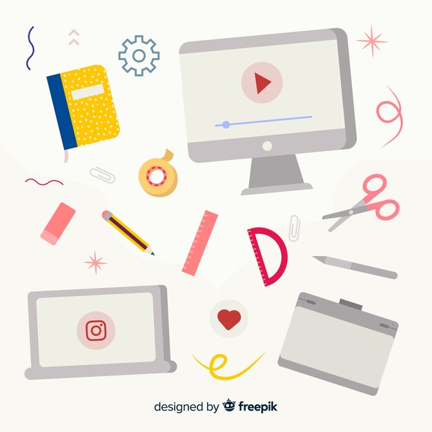 Free Vector flat graphic design tools collection