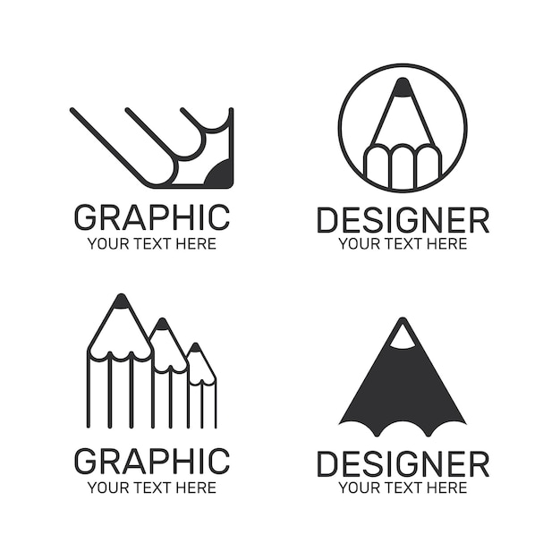 Flat graphic designer logo collection