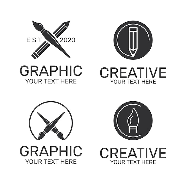 Flat graphic designer logo collection