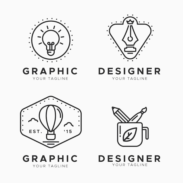 Flat graphic designer logo collection