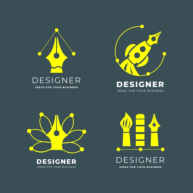 Flat graphic designer logo pack