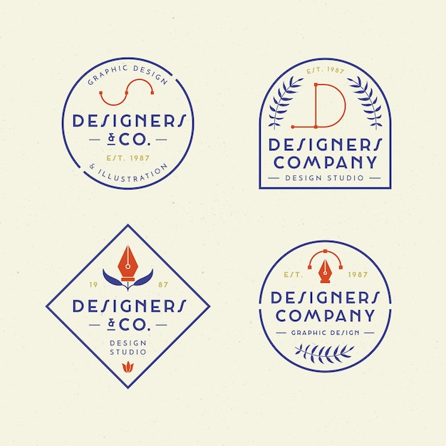 Free Vector flat graphic designer logo pack