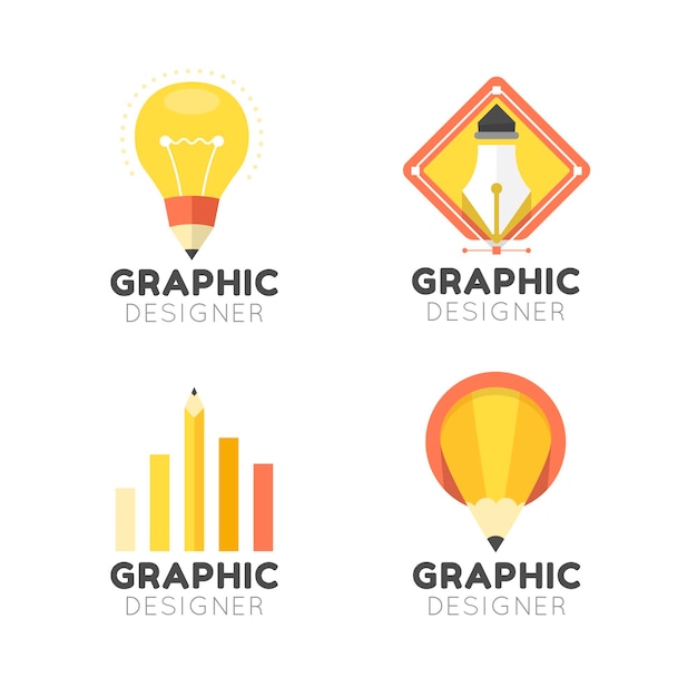 Flat graphic designer logo set