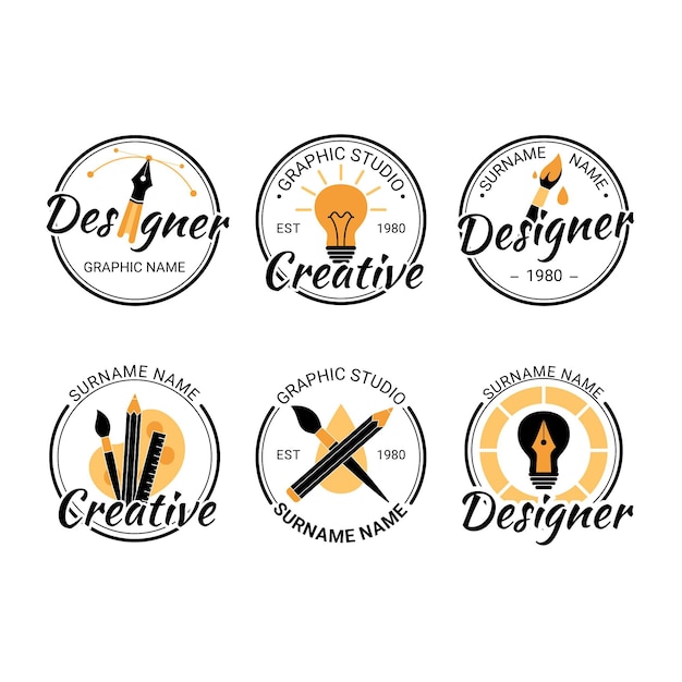 Flat graphic designer logo templates