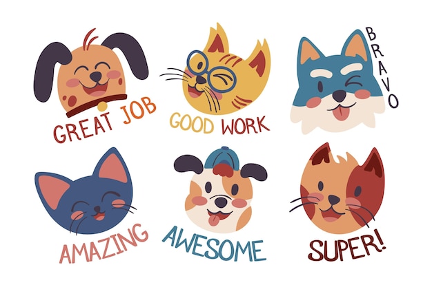 Flat great job stickers pack