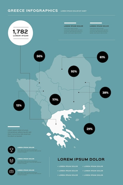 Flat greece map infographic