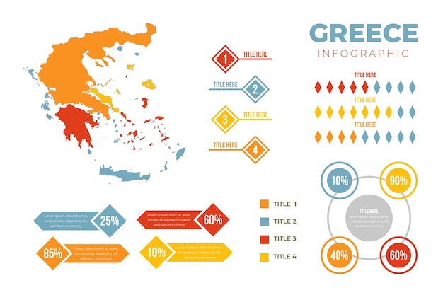 Flat greece map infographic