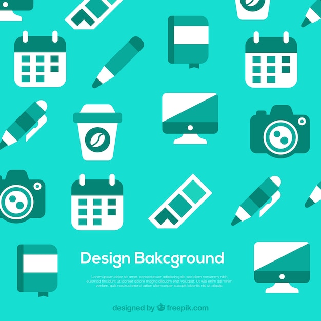 Flat green background with design elements