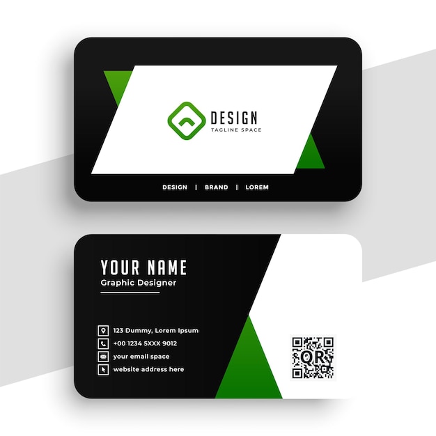 Flat green theme business card design