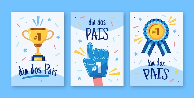 Free Vector flat greeting cards for brazilian father's day celebration