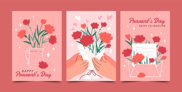 Flat greeting cards collection for korean parents day celebration