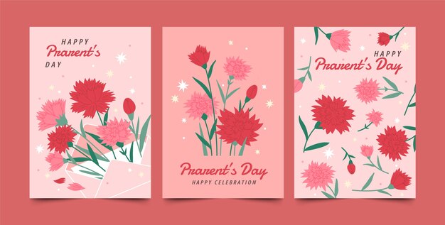 Flat greeting cards collection for korean parents day celebration