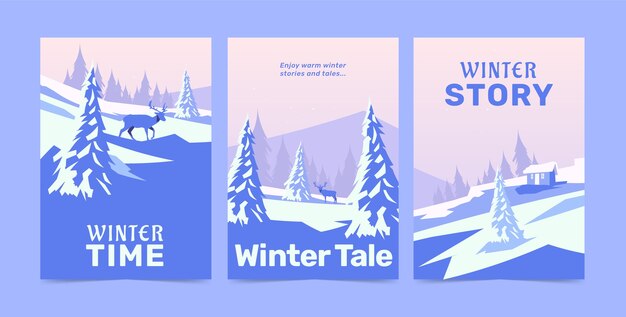 Flat greeting cards collection for winter season