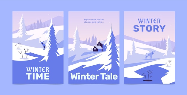 Flat greeting cards collection for winter season