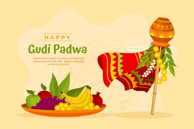 Free Vector flat gudi padwa background