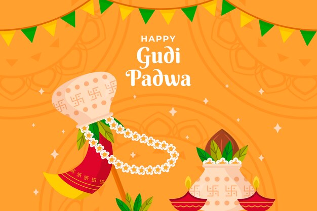 Flat gudi padwa background