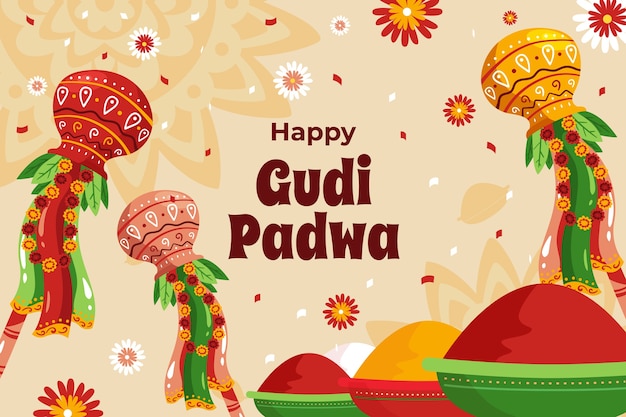 Flat gudi padwa background