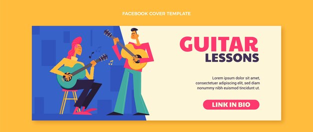 Flat guitar lessons social media cover template