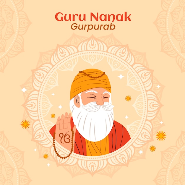 Free Vector flat guru nanak gurpurab illustration