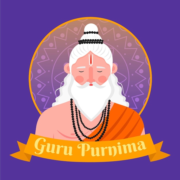 Flat guru purnima illustration