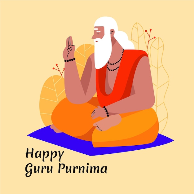 Free vector flat guru purnima illustration