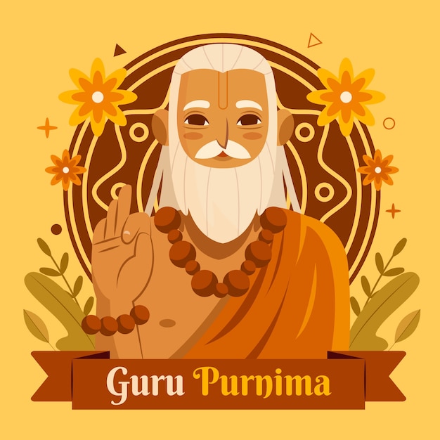 Free Vector flat guru purnima illustration