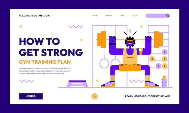 Free Vector flat gym and exercise landing page template