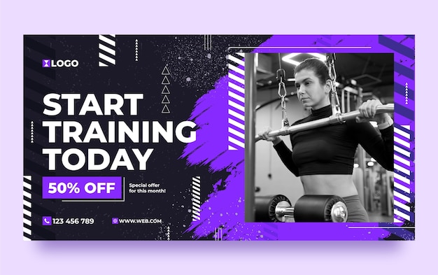 Flat gym and exercise social media post template