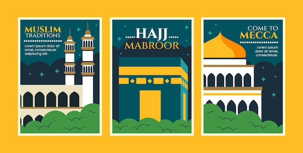 Flat hajj mubarak cards collection