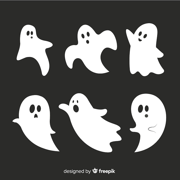 Flat halloween animated ghost collection