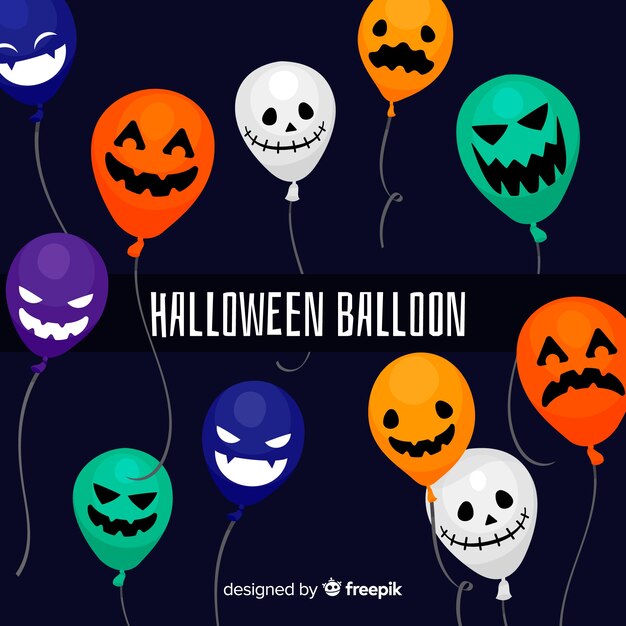 Flat halloween background with balloons