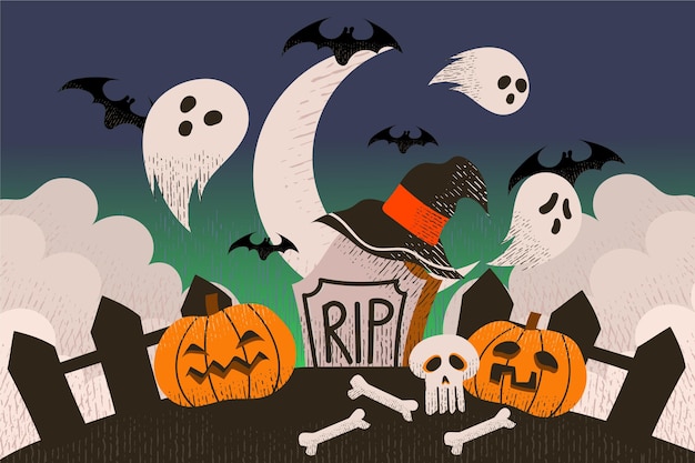 Free Vector flat halloween background