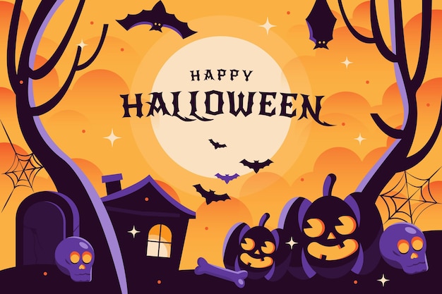 Flat halloween background