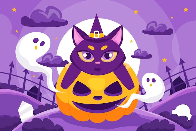 Flat halloween background