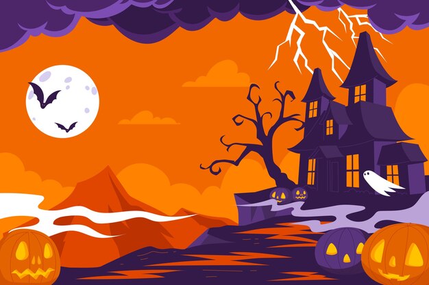 Flat halloween background