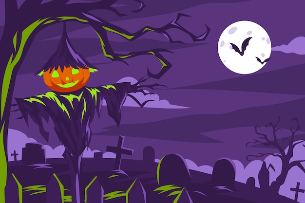 Flat halloween background