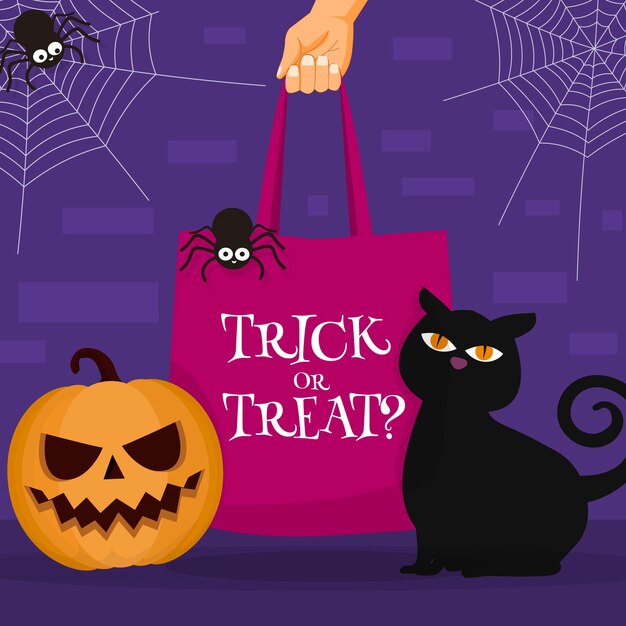 Flat halloween bag illustration