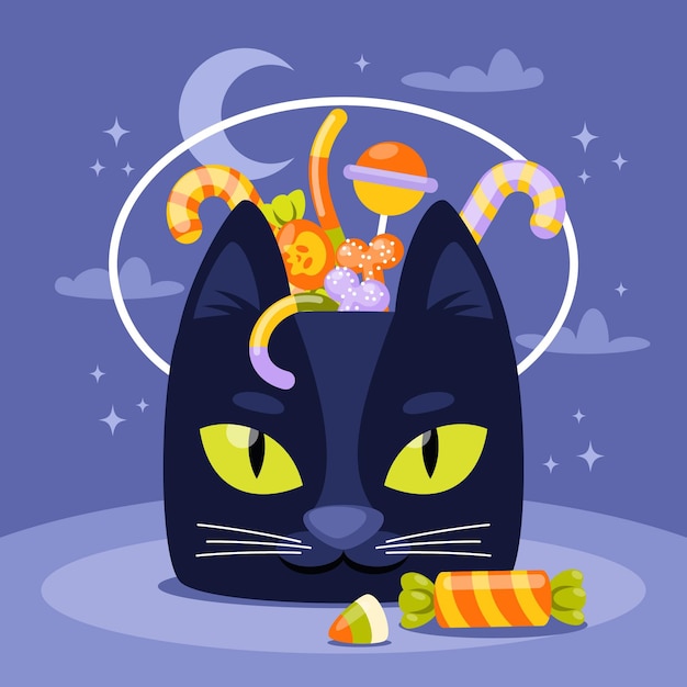 Flat halloween bag illustration