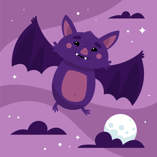 Flat halloween bat illustration