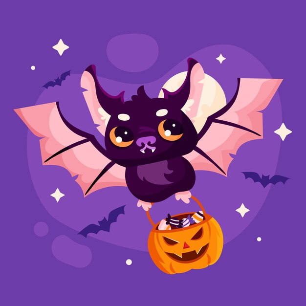 Flat halloween bat illustration