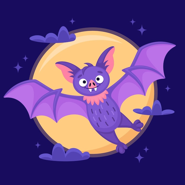 Flat halloween bat illustration