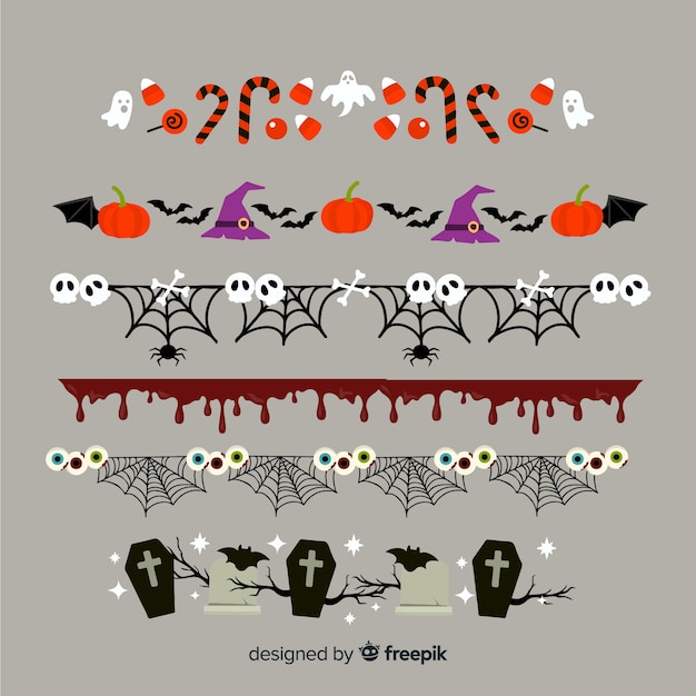 Free Vector flat halloween border collection